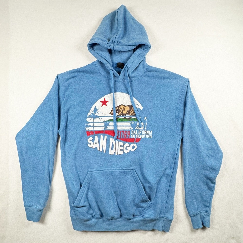 San Diego California Blue Hoodie Mens‎ Medium Graphic State Flag